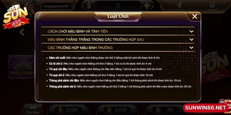 Cách đánh Mậu Binh Sunwin đơn giản, dễ tiếp cận