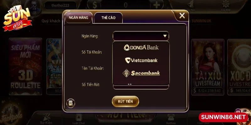 Những hình thức rút tiền Sunwin phổ biến nhất được cổng game cung cấp